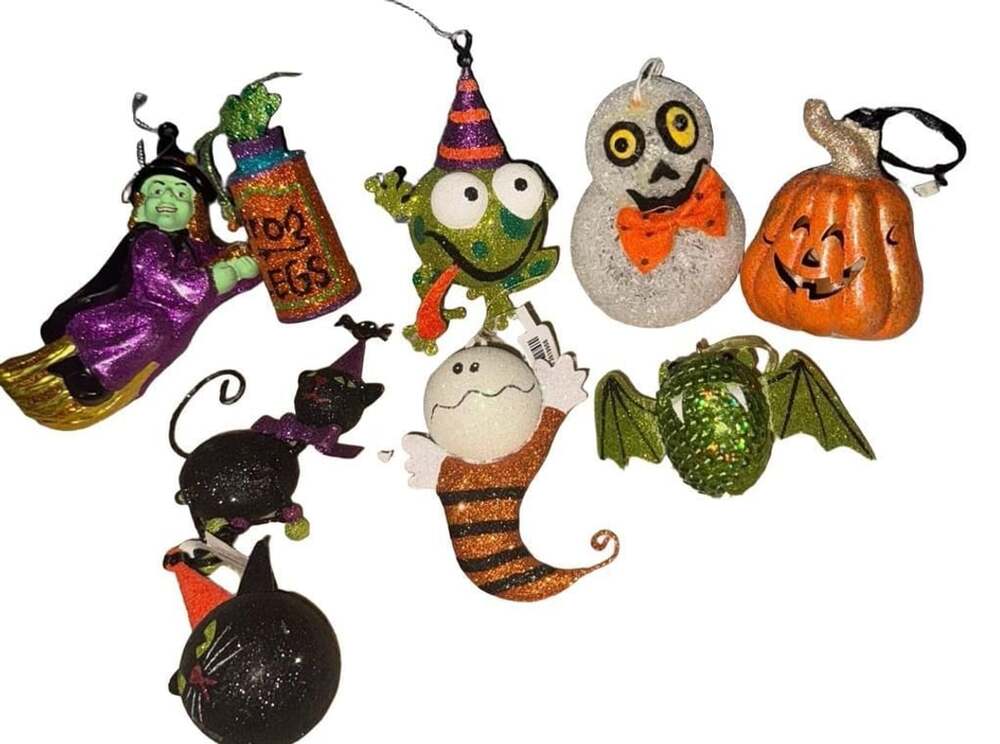 Halloween Glitter Ornaments Assorted Lot Of 9 Pier 1 Imports